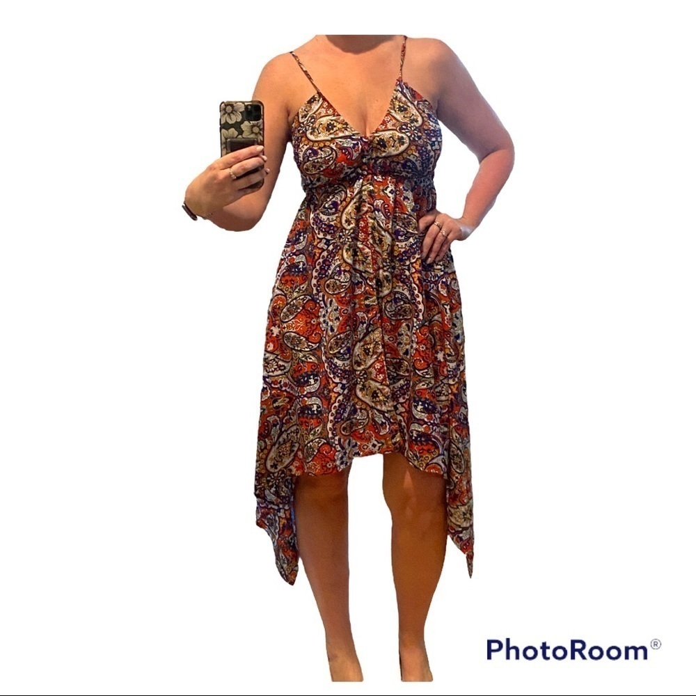 Earthbound Paisley Flowy Spaghetti Strap Dress XL